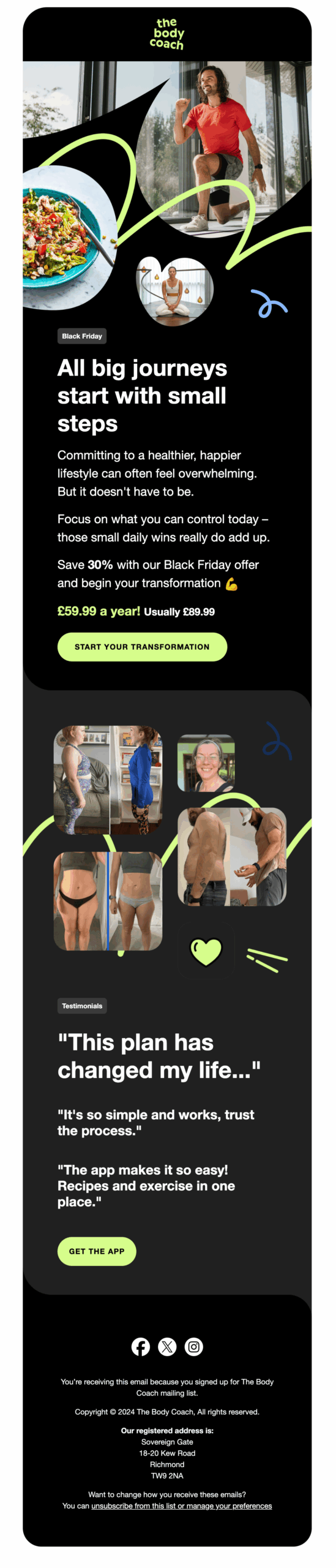 The Body Coach Black Friday Email Example
