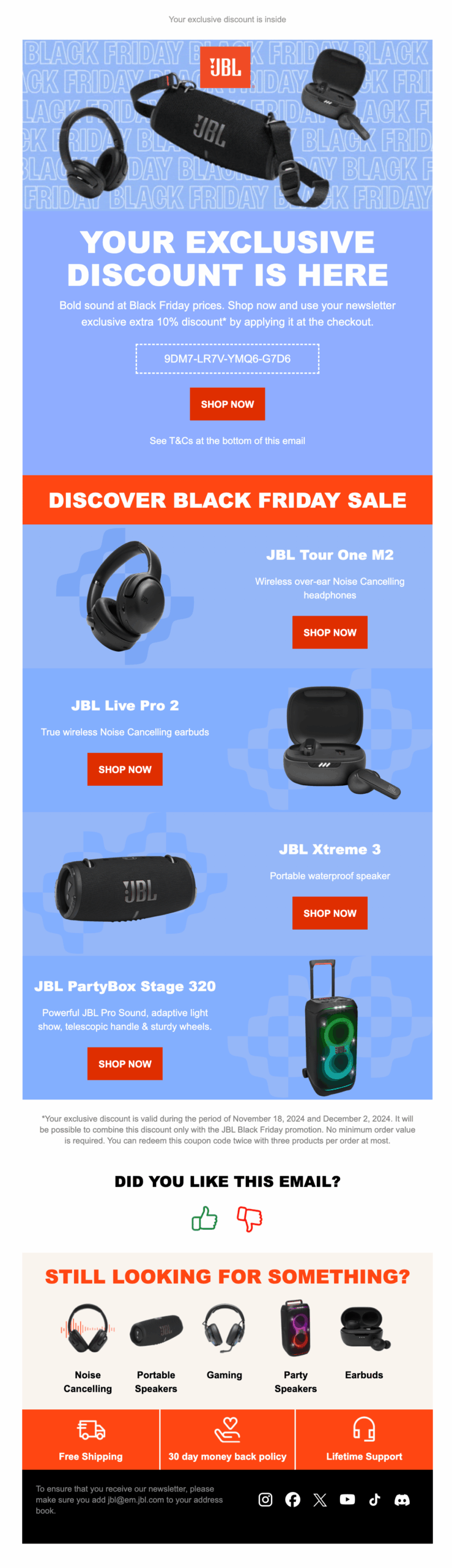 JBL Black Friday Email Example