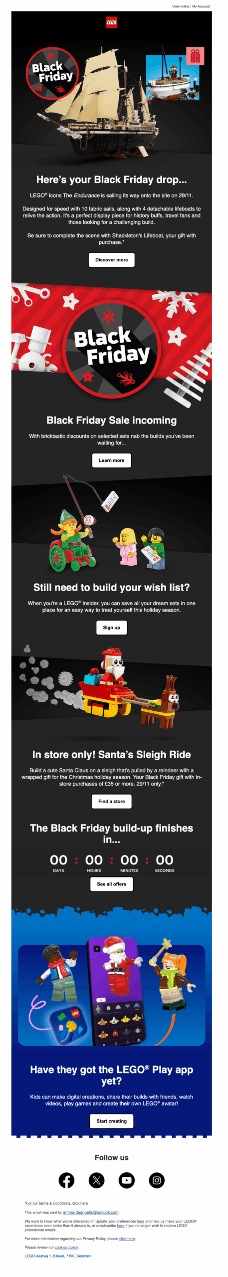Lego Black Friday Email Example